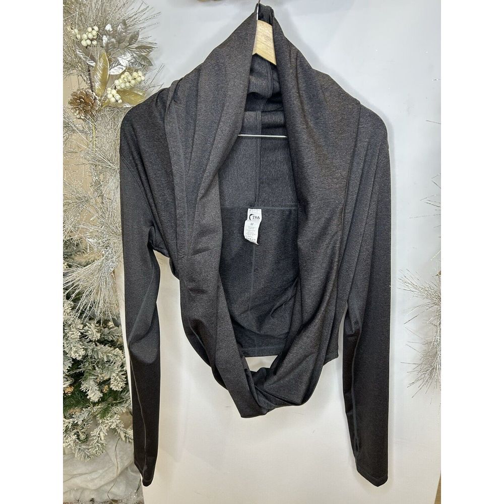 ZYIA Active Women's M Haze Yoga Shawl Wrap Pullover Dark‎ Gray